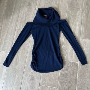 Hooked Up by I.O.T. Navy Cold Shoulder Sweater